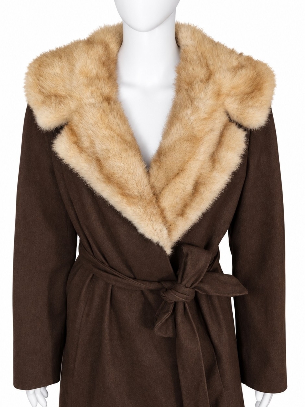 Vintage Custom Chocolate Brown Wool Coat with Genuine Mink Interior  "Fab Find!"